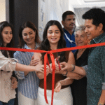 Sara Tendulkar with Sachin Tendulkar at Pilates Academy launch in Mumbai